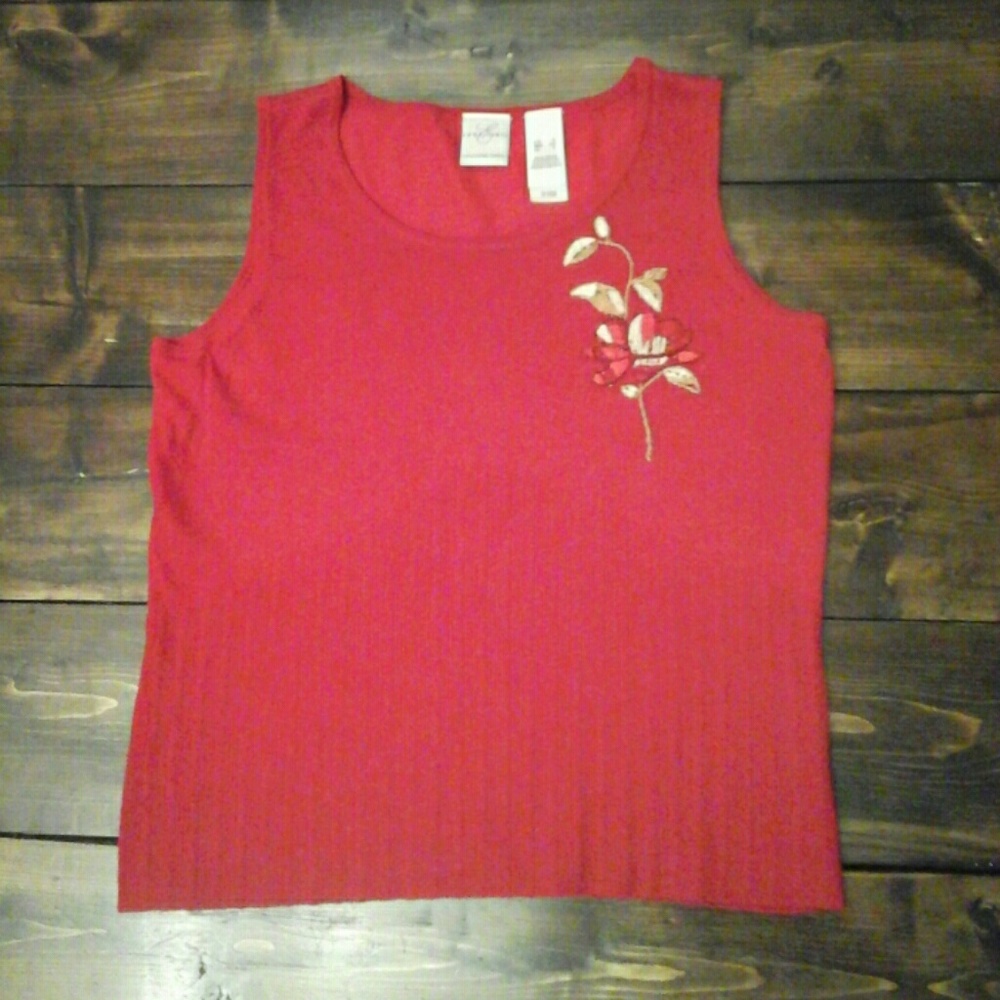Emma James Red Knit Top Size Small